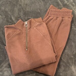 Madewell Brown Half-Zip Sweatshirt and Joggers Set